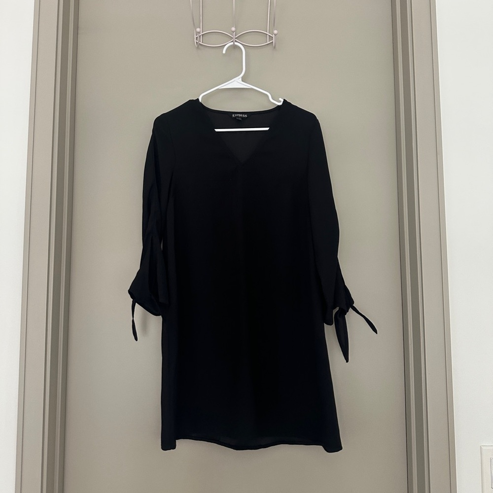 Express black dress with 3/4 sleeve and tie detail